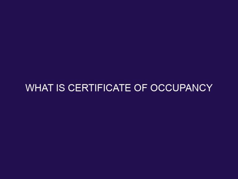 What is Certificate Of Occupancy