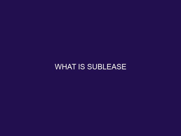 What is Sublease